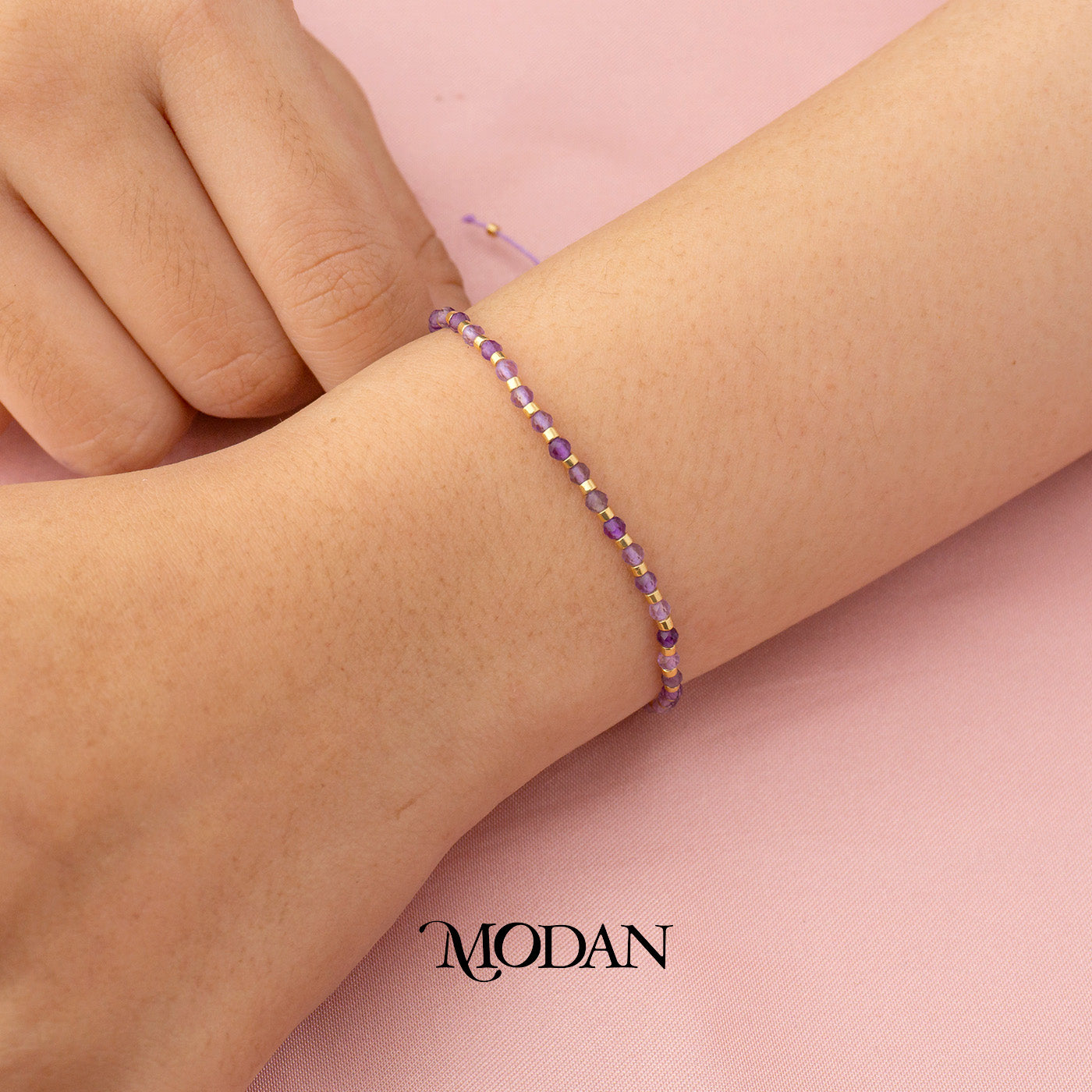 (2.2mm) Handmade Round Colorful Natural Gemstone Friendship Adjustable Bracelet Gelang Persahabatan Hypoallergenic Gold Filled