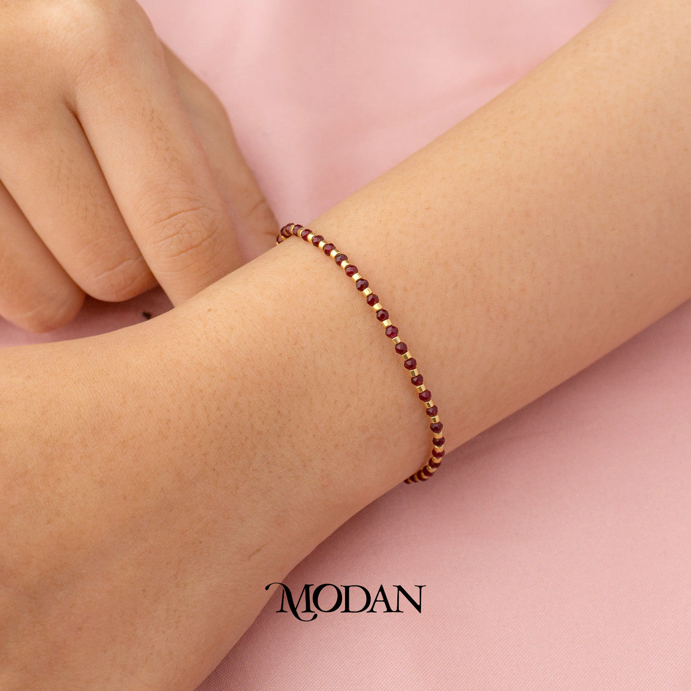 (2.2mm) Handmade Round Colorful Natural Gemstone Friendship Adjustable Bracelet Gelang Persahabatan Hypoallergenic Gold Filled