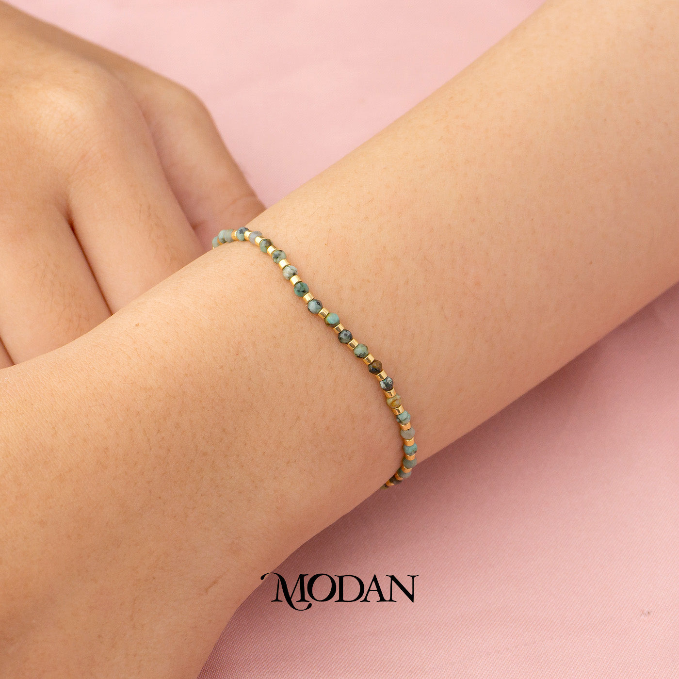 (2.2mm) Handmade Round Colorful Natural Gemstone Friendship Adjustable Bracelet Gelang Persahabatan Hypoallergenic Gold Filled