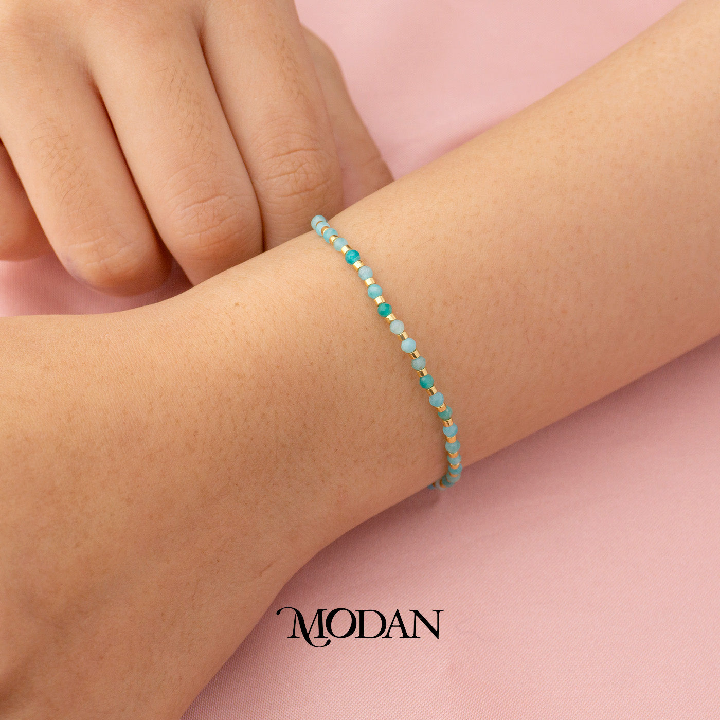 (2.2mm) Handmade Round Colorful Natural Gemstone Friendship Adjustable Bracelet Gelang Persahabatan Hypoallergenic Gold Filled