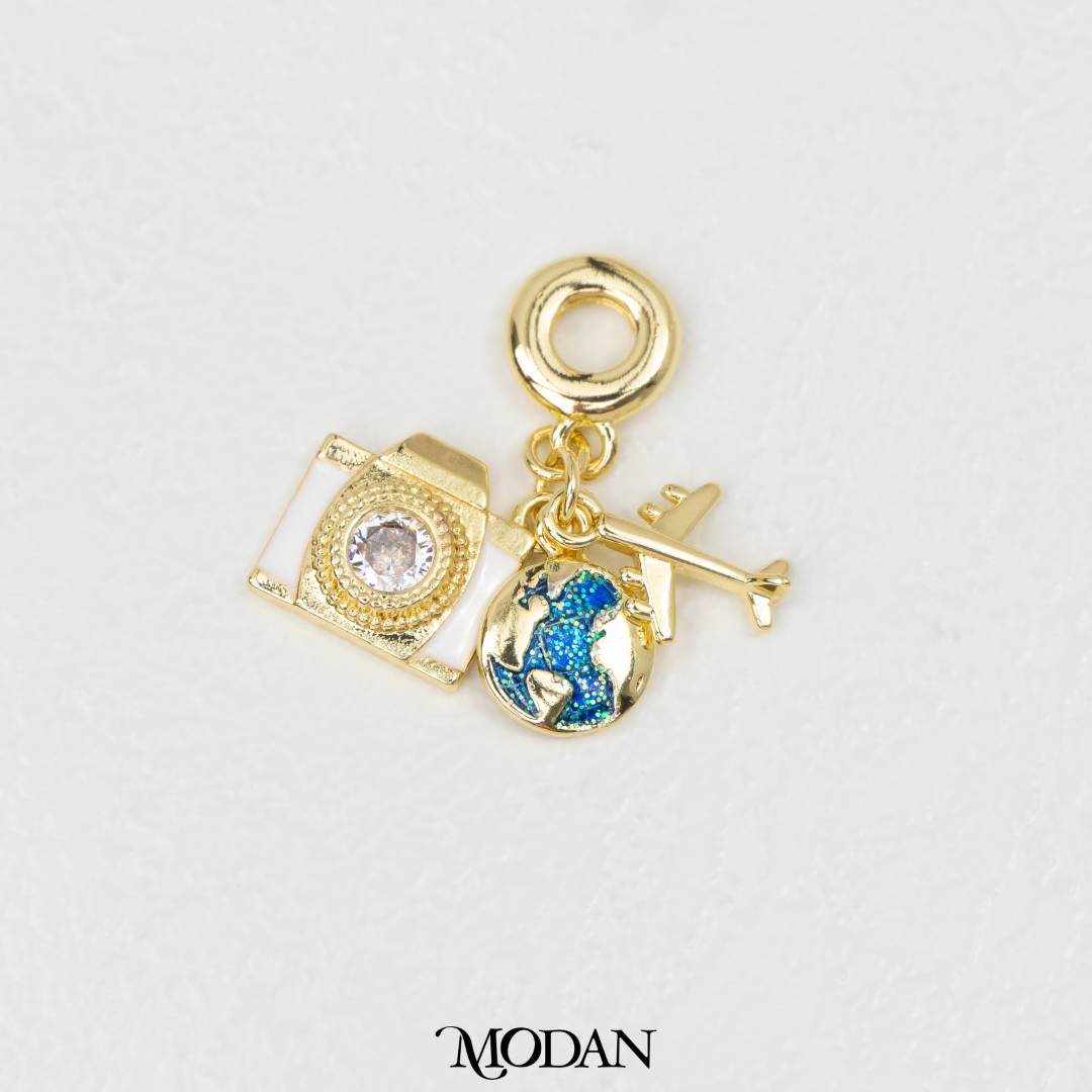 Round Maps Adventure Travel DIY Pendant Liontin Travel Hypoallergenic Gold Filled