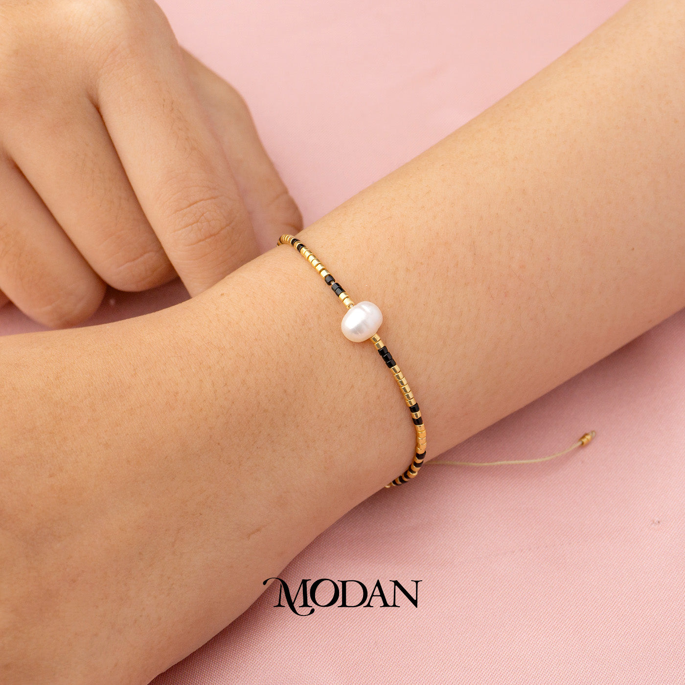 (6.4mm) Handmade Freshwater Pearl Beach Colorful Natural Gemstone Friendship Adjustable Bracelet Gelang Pantai Hypoallergenic Gold Filled