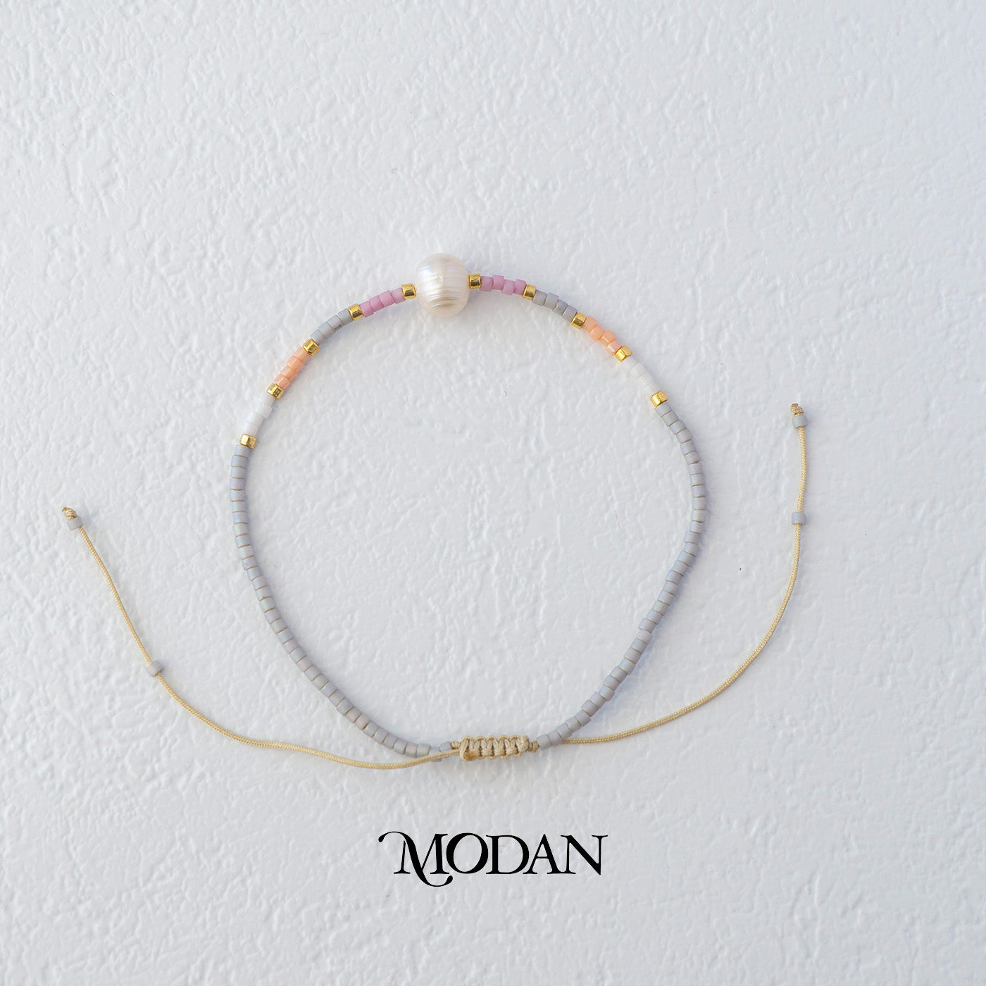 (6.4mm) Handmade Freshwater Pearl Beach Colorful Natural Gemstone Friendship Adjustable Bracelet Gelang Pantai Hypoallergenic Gold Filled