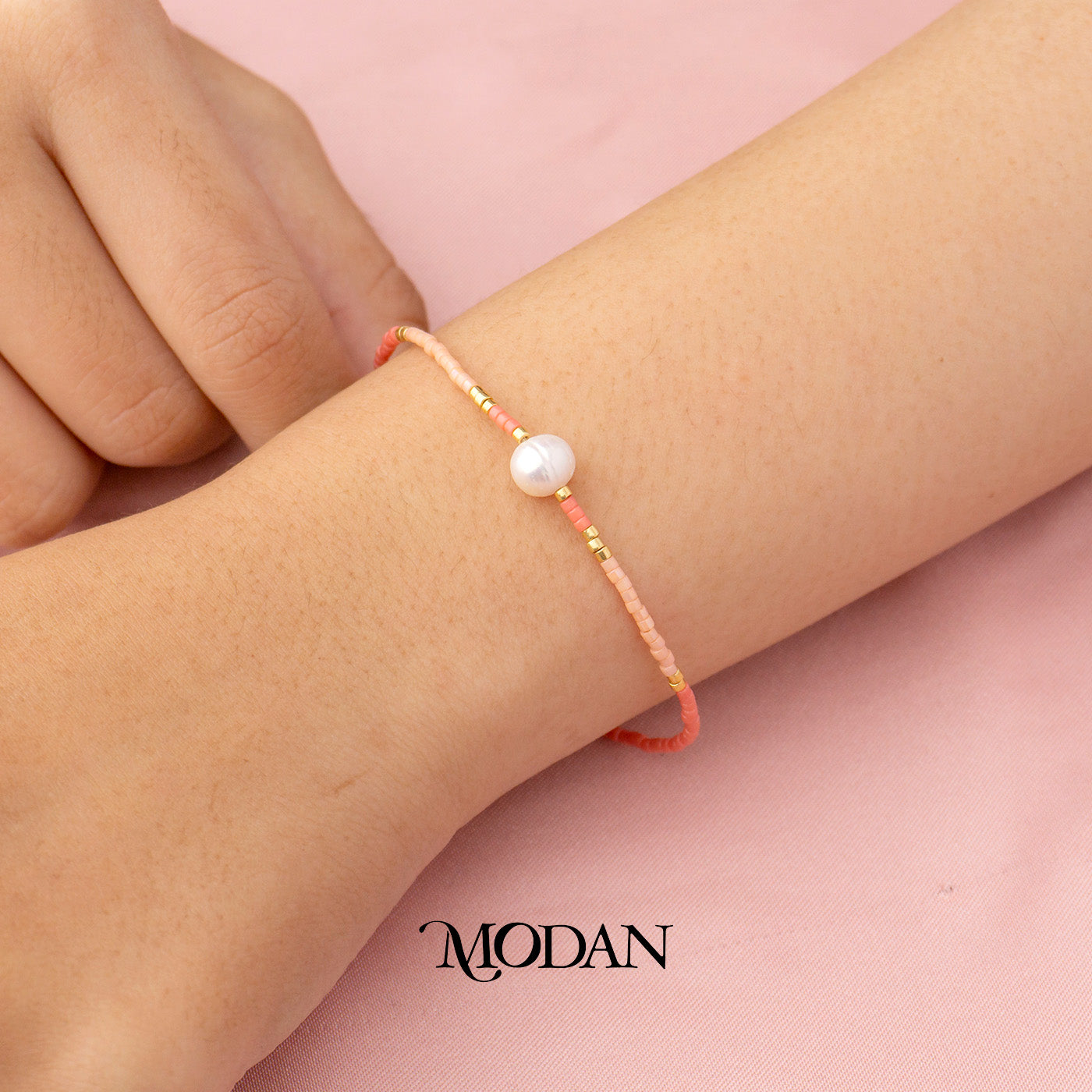 (6.4mm) Handmade Freshwater Pearl Beach Colorful Natural Gemstone Friendship Adjustable Bracelet Gelang Pantai Hypoallergenic Gold Filled