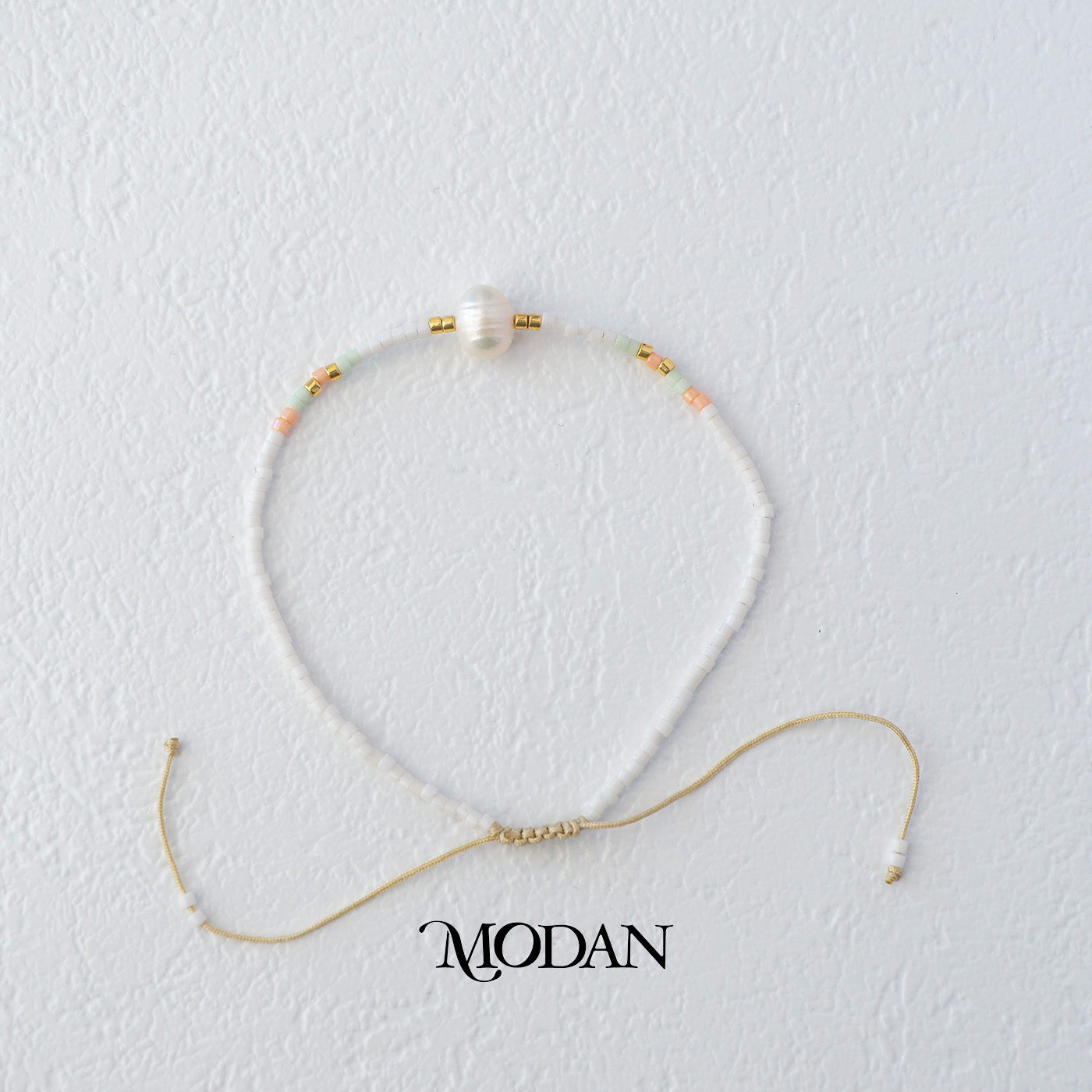 (6.4mm) Handmade Freshwater Pearl Beach Colorful Natural Gemstone Friendship Adjustable Bracelet Gelang Pantai Hypoallergenic Gold Filled