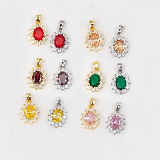 Colorful Oval Pendant DIY Pendant Kalung Pesta Hypoallergenic Gold Filled