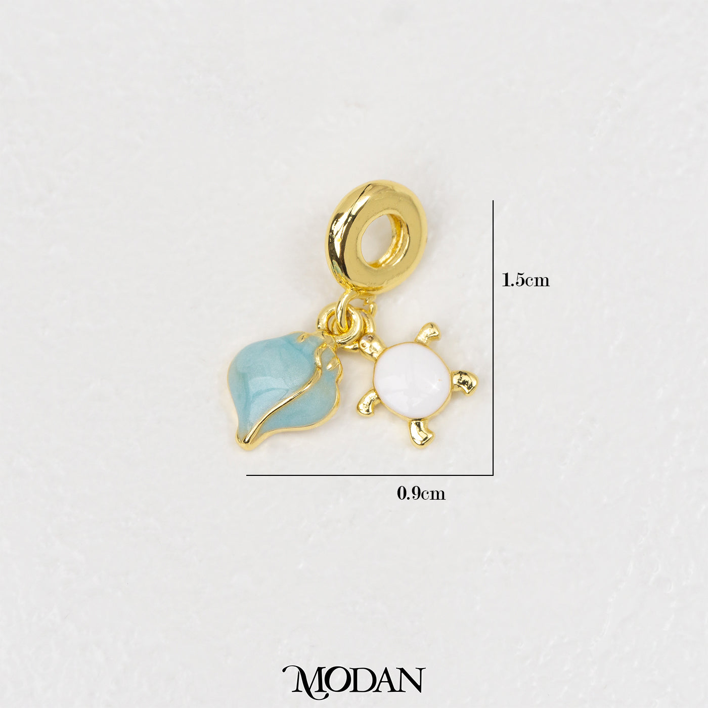 Ocean Blue Shell White Turtle Enamel DIY Pendant Liontin Cangkang kerang Dan Penyu Hypoallergenic Gold Filled