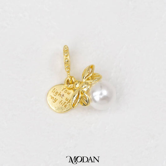 Shell Pearl Round Baquette DIY Pendant Liontin Bulat Mutiara Hypoallergenic Gold Filled