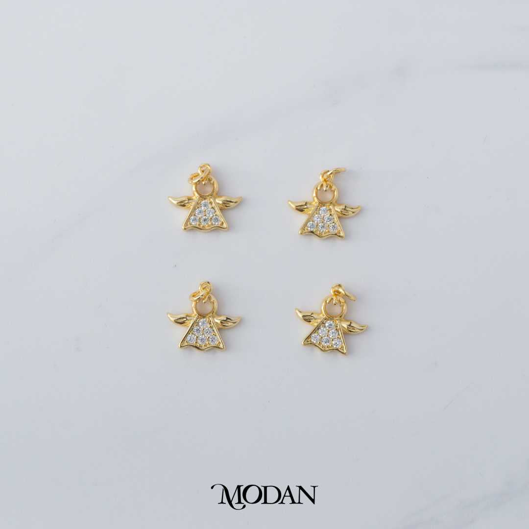 Mini Angel Christmas Micro Paved DIY Liontin Malaikat Kecil Berlian Hypoallergenic Gold Filled