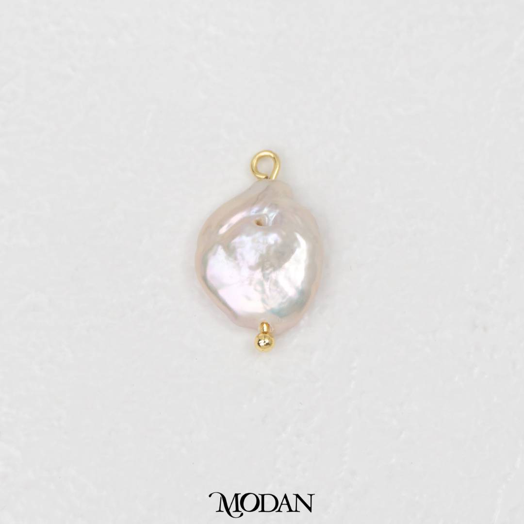 Round Abstract Freshwater Pearl Charm DIY Pendant Liontin Irregular Mutiara Air Tawar Bulat Hypoallergenic Gold Filled