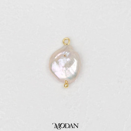 Round Abstract Freshwater Pearl Charm DIY Pendant Liontin Irregular Mutiara Air Tawar Bulat Hypoallergenic Gold Filled
