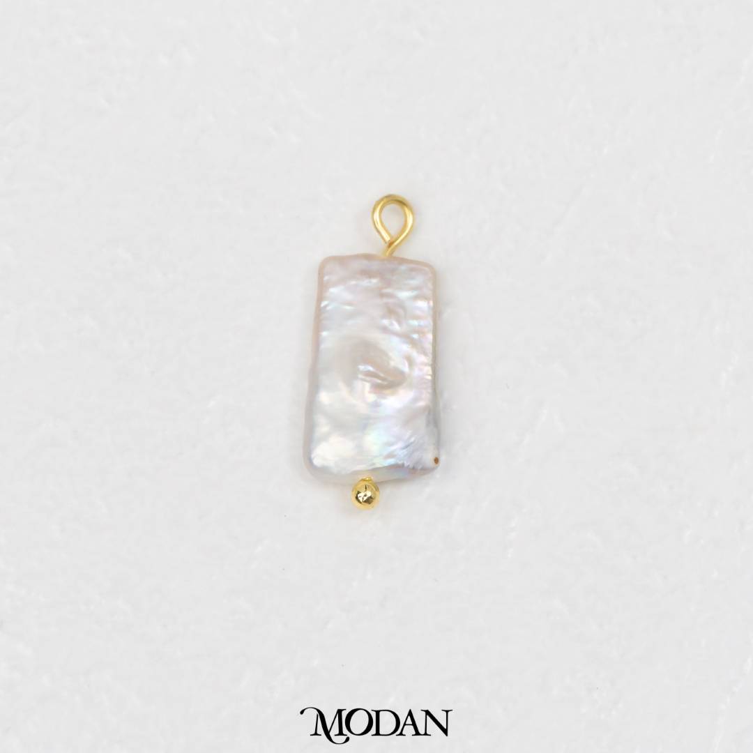 Rectangular Abstract Freshwater Pearl DIY Charm Liontin Mutiara Air Tawar Hypoallergenic Gold Filled