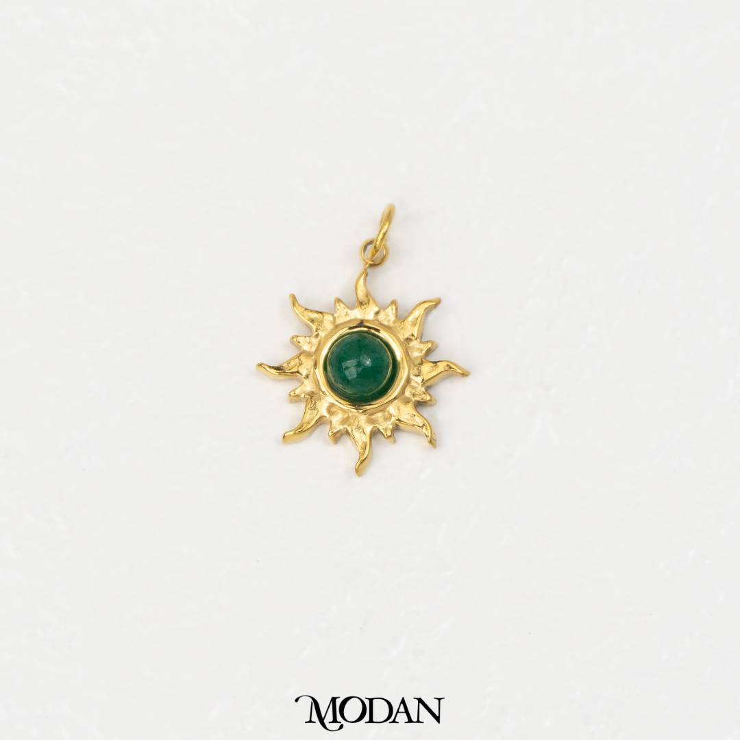 Natural Gemstones Sun Pendant DIY Pendant Liontin Batuan Alam Matahari Hypoallergenic Stainless Steel