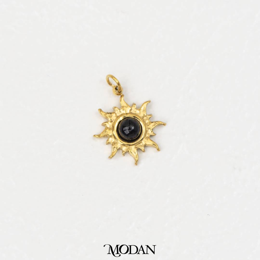 Natural Gemstones Sun Pendant DIY Pendant Liontin Batuan Alam Matahari Hypoallergenic Stainless Steel