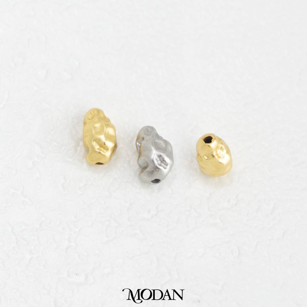 (8.7mm) Matte Abstract Irregular DIY Beads Charm Manik Abstrak Hypoallergenic Gold Filled