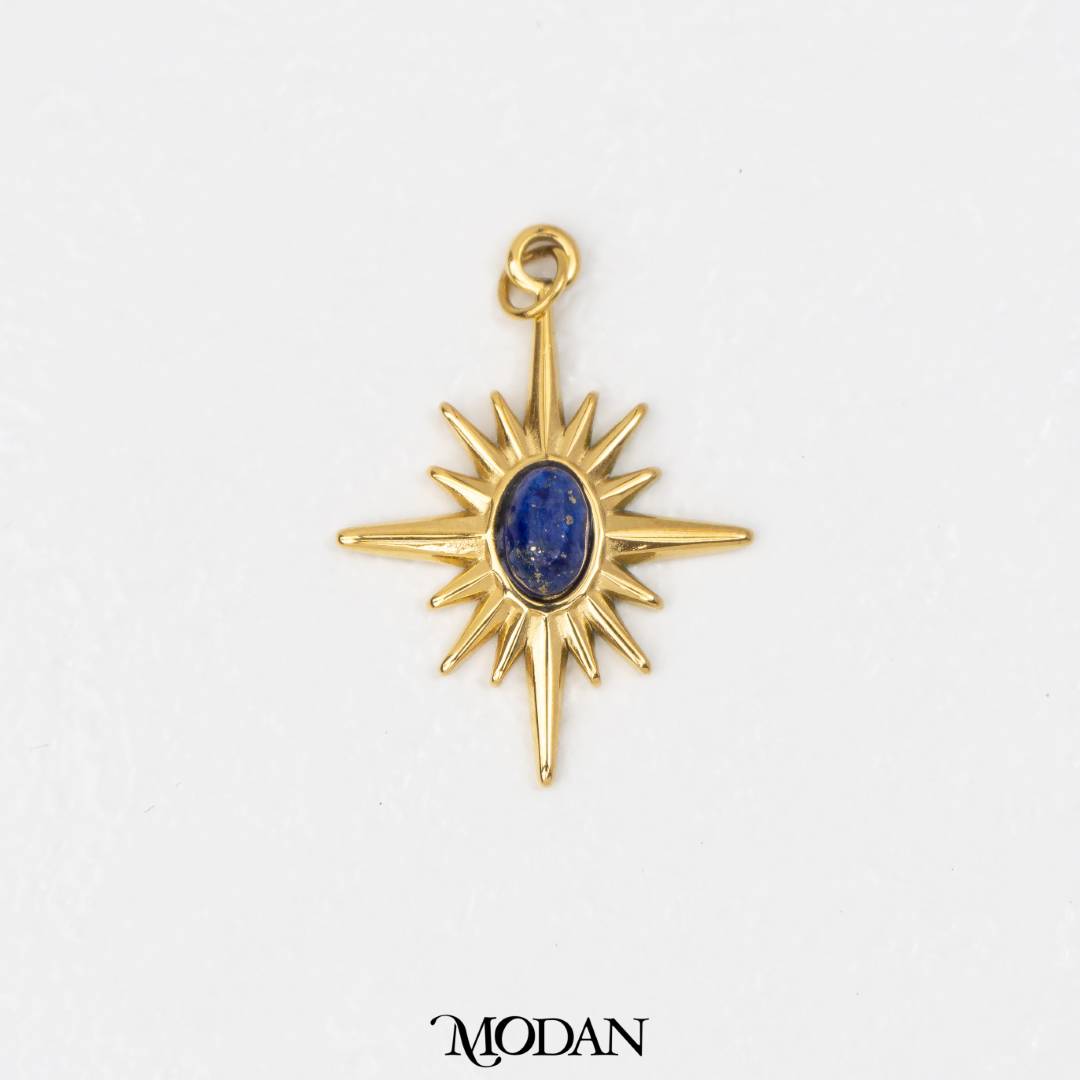 Natural Gemstones Star Pendant DIY Pendant Liontin Batuan Alam Bintang Hypoallergenic Stainless Steel