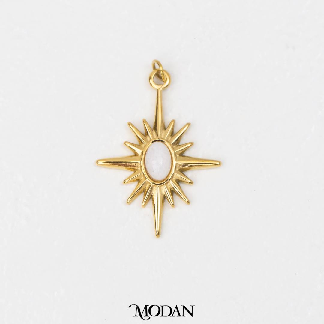 Natural Gemstones Star Pendant DIY Pendant Liontin Batuan Alam Bintang Hypoallergenic Stainless Steel