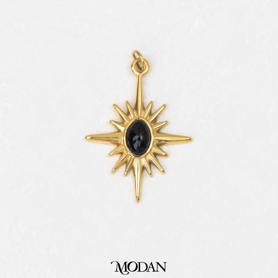 Natural Gemstones Star Pendant DIY Pendant Liontin Batuan Alam Bintang Hypoallergenic Stainless Steel