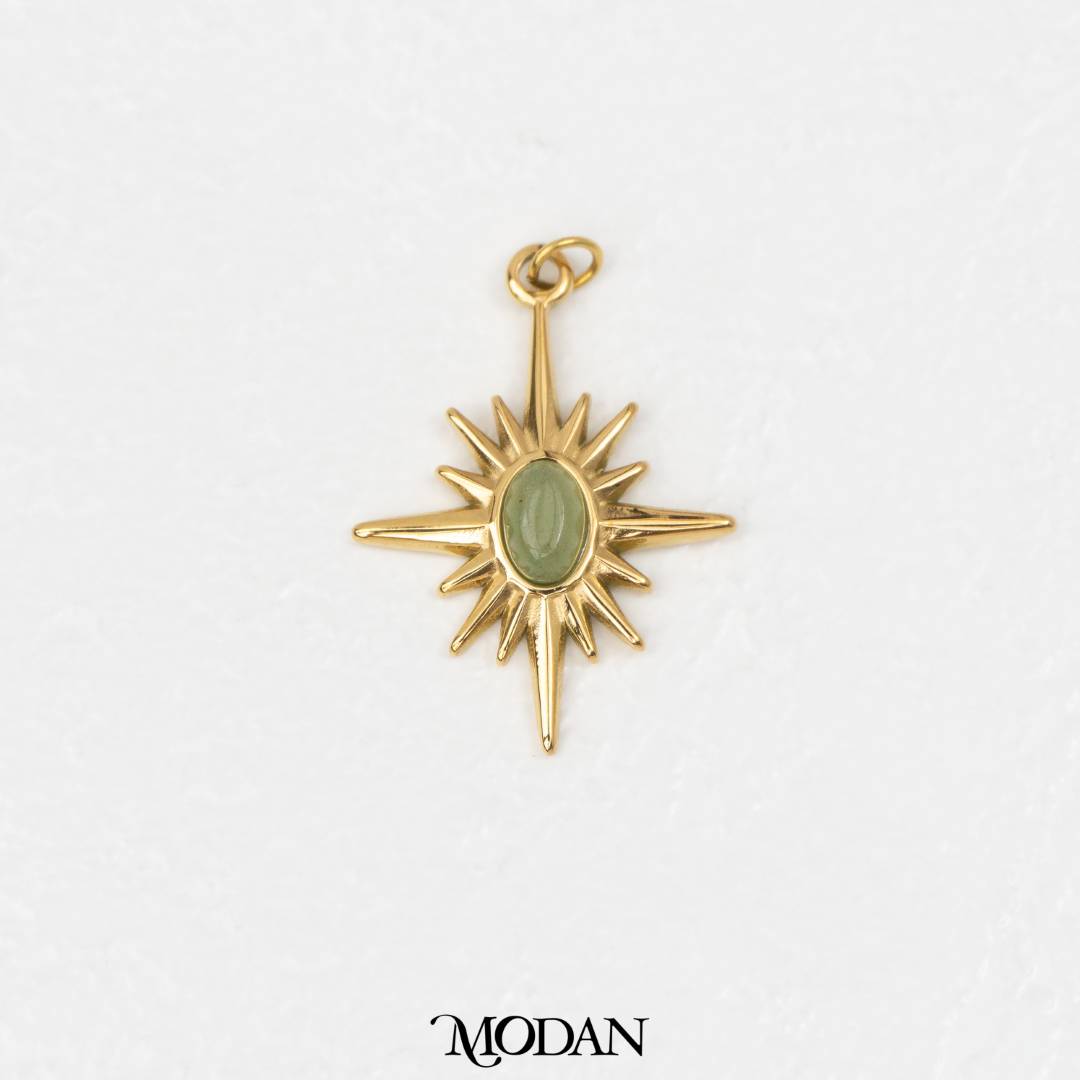 Natural Gemstones Star Pendant DIY Pendant Liontin Batuan Alam Bintang Hypoallergenic Stainless Steel