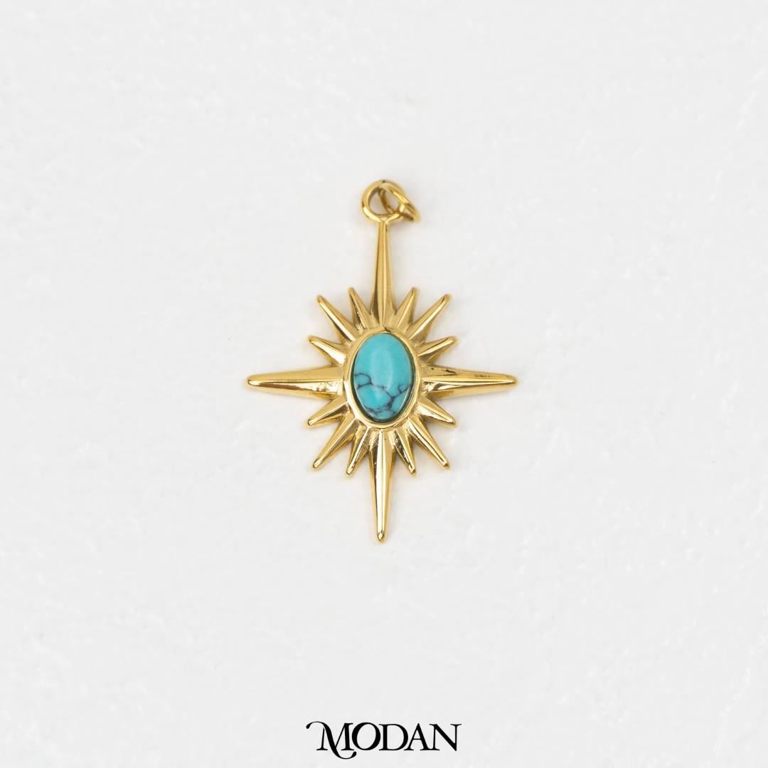 Natural Gemstones Star Pendant DIY Pendant Liontin Batuan Alam Bintang Hypoallergenic Stainless Steel