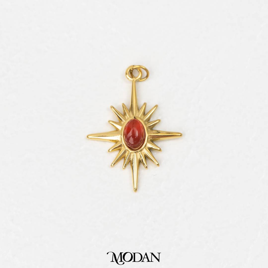 Natural Gemstones Star Pendant DIY Pendant Liontin Batuan Alam Bintang Hypoallergenic Stainless Steel