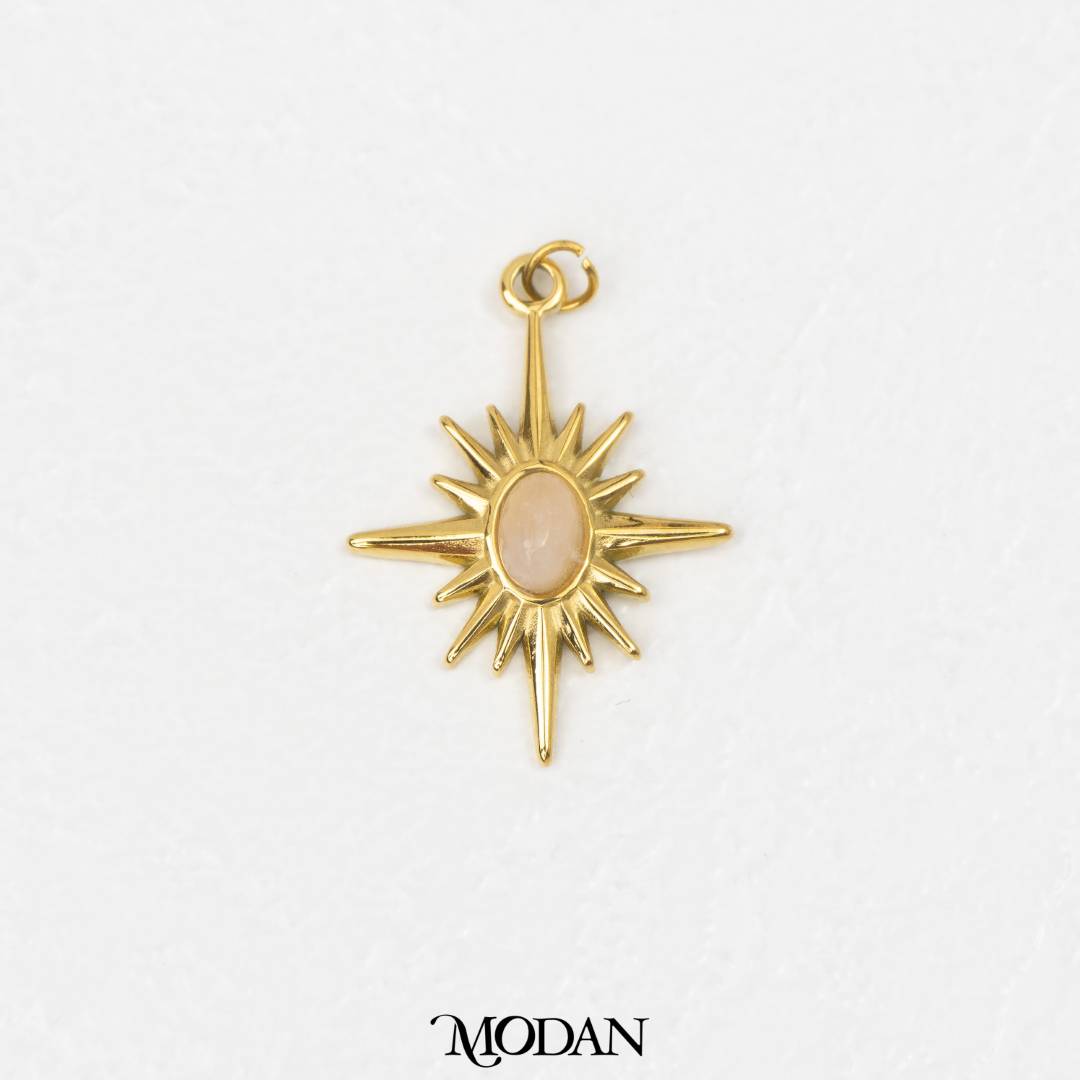 Natural Gemstones Star Pendant DIY Pendant Liontin Batuan Alam Bintang Hypoallergenic Stainless Steel