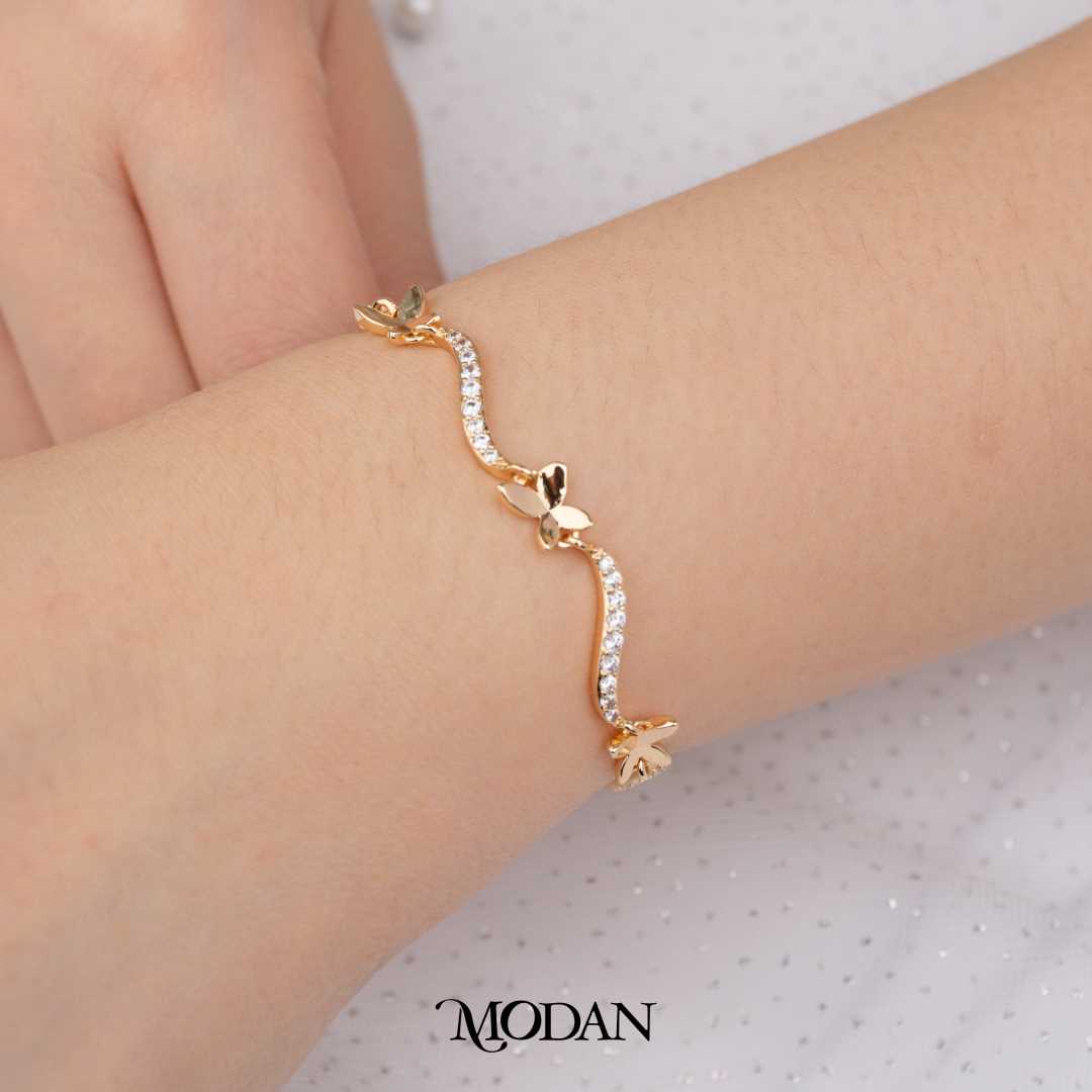 (15.5cm) Rosegold Butterfly WatchBand Bracelet Gelang Kupu-kupu Hypoallergenic Gold Plated
