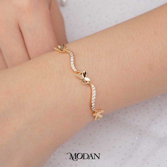 (15.5cm) Rosegold Butterfly WatchBand Bracelet Gelang Kupu-kupu Hypoallergenic Gold Plated