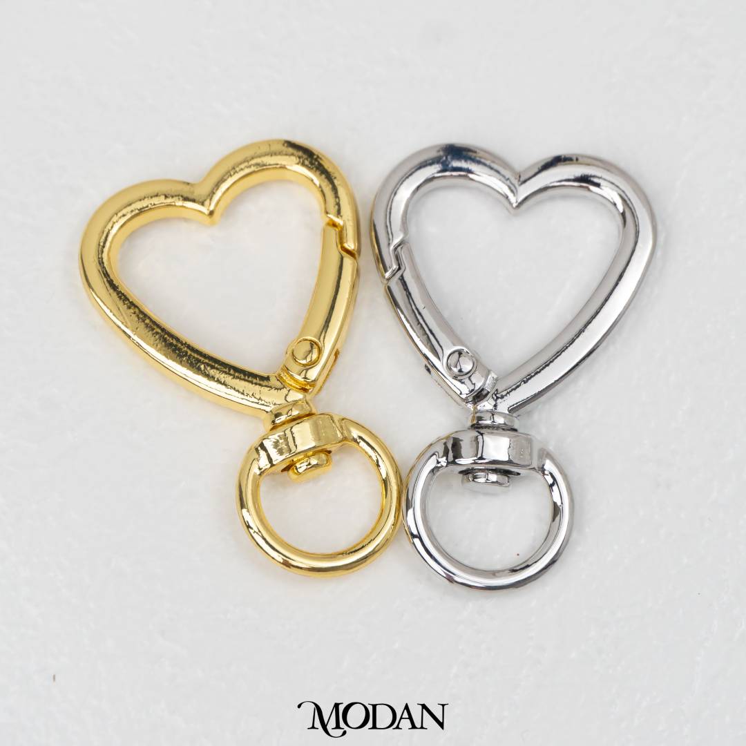Love Heart Swivel Bag Charm Carabiner DIY Pengait Gantungan Tas Hypoallergenic Gold Filled