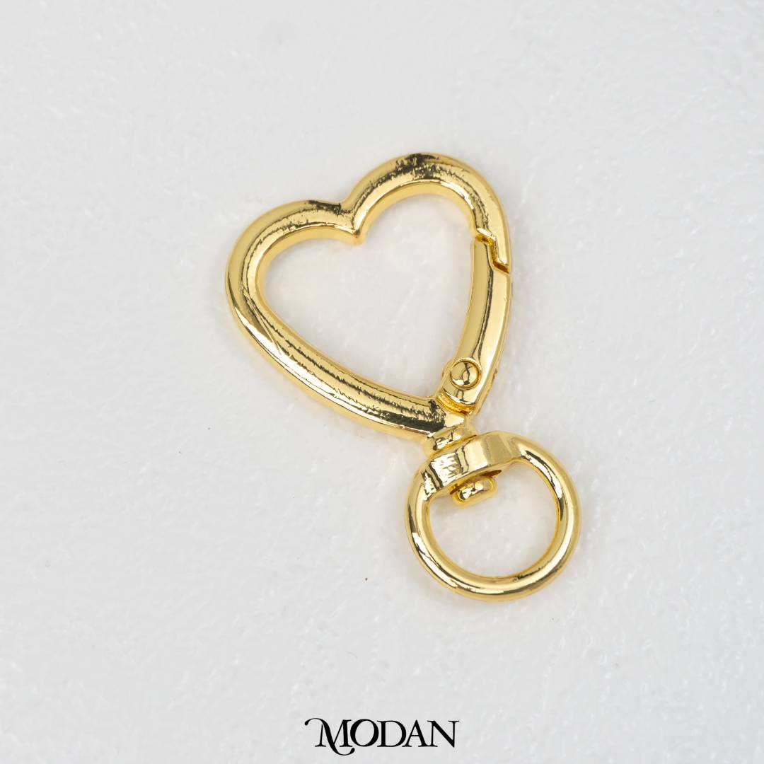 Love Heart Swivel Bag Charm Carabiner DIY Pengait Gantungan Tas Hypoallergenic Gold Filled