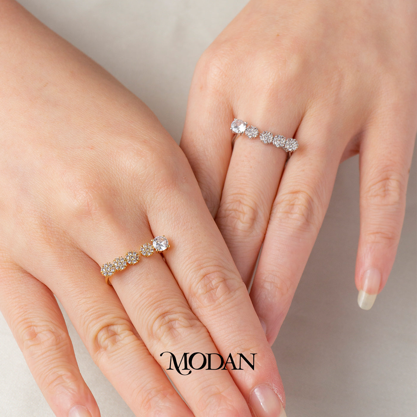 Dainty Round Solitaire Cluster Band Ring Cincin Pesta Solitaire Hypoallergenic Gold Plated