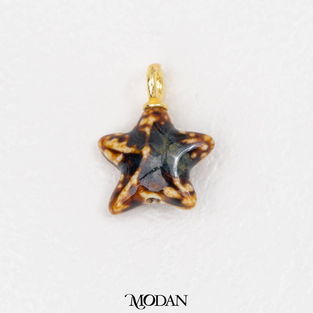 3D Colorful Starfish Ceramic DIY Pendant Liontin Keramik Bintang Laut Hypoallergenic Gold Filled