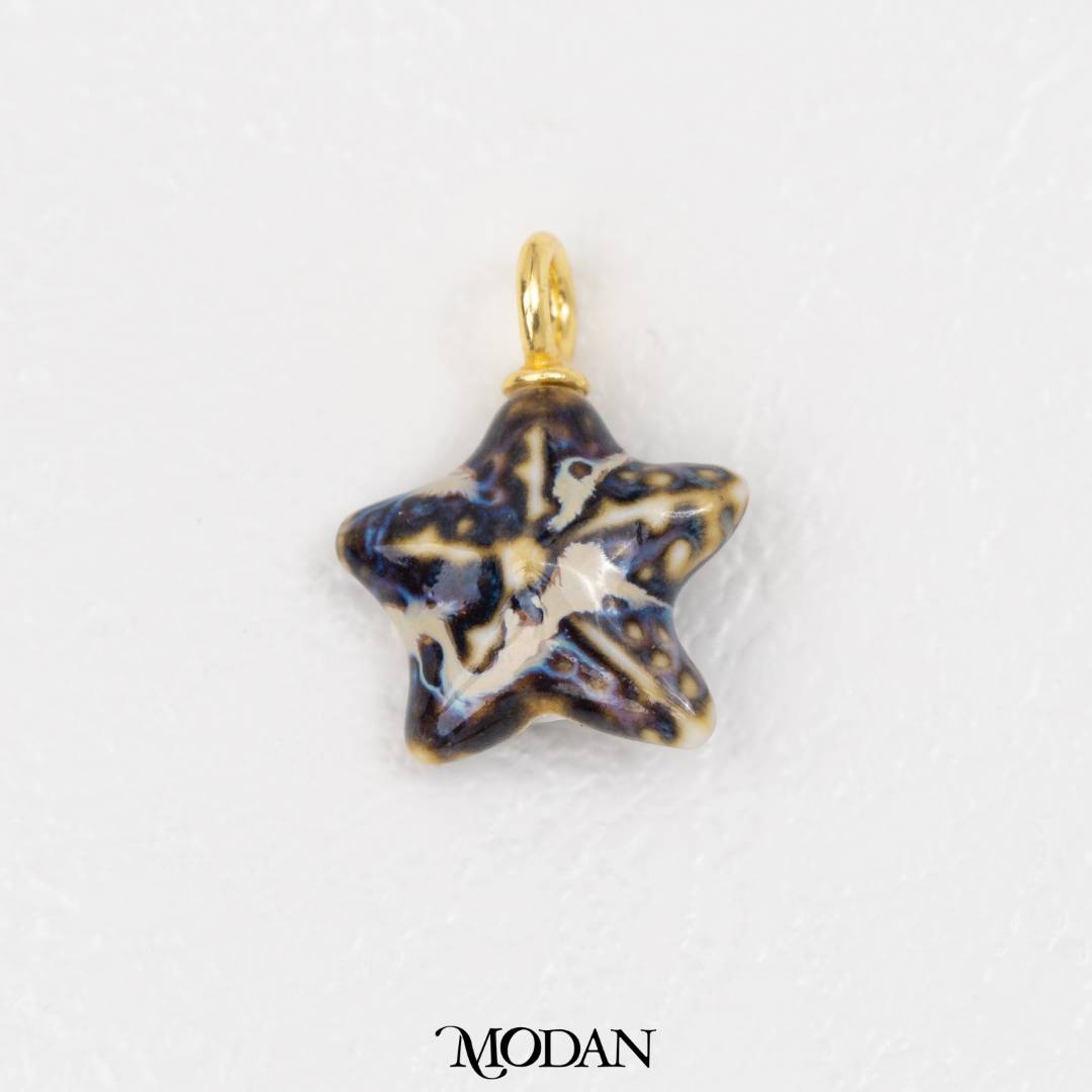 3D Colorful Starfish Ceramic DIY Pendant Liontin Keramik Bintang Laut Hypoallergenic Gold Filled