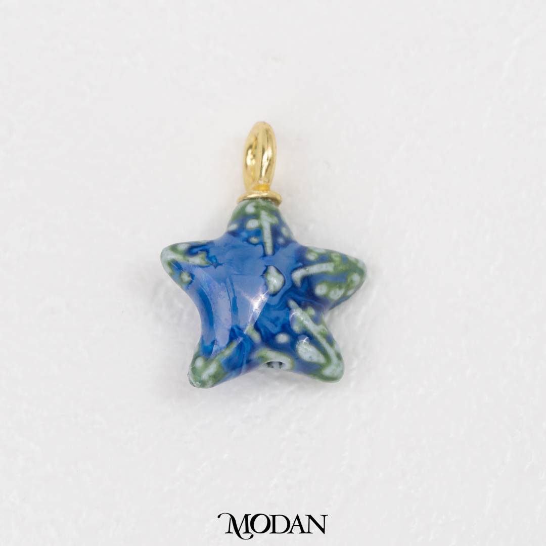 3D Colorful Starfish Ceramic DIY Pendant Liontin Keramik Bintang Laut Hypoallergenic Gold Filled