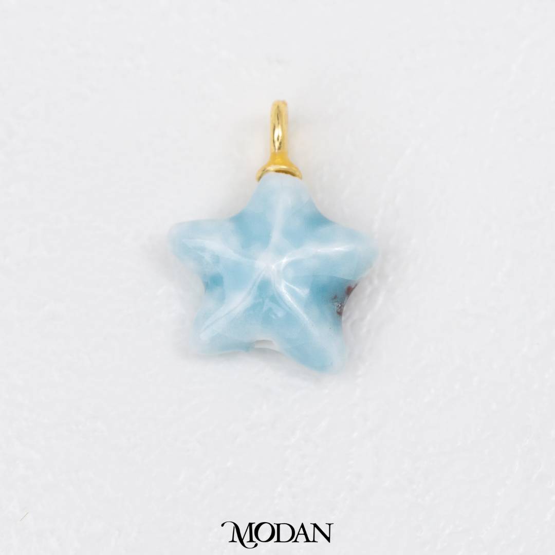 3D Colorful Starfish Ceramic DIY Pendant Liontin Keramik Bintang Laut Hypoallergenic Gold Filled
