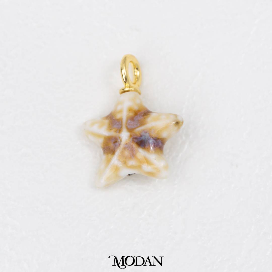 3D Colorful Starfish Ceramic DIY Pendant Liontin Keramik Bintang Laut Hypoallergenic Gold Filled