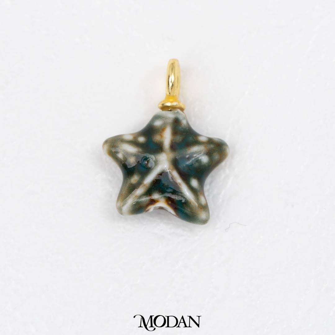 3D Colorful Starfish Ceramic DIY Pendant Liontin Keramik Bintang Laut Hypoallergenic Gold Filled