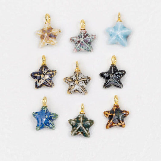 3D Colorful Starfish Ceramic DIY Pendant Liontin Keramik Bintang Laut Hypoallergenic Gold Filled