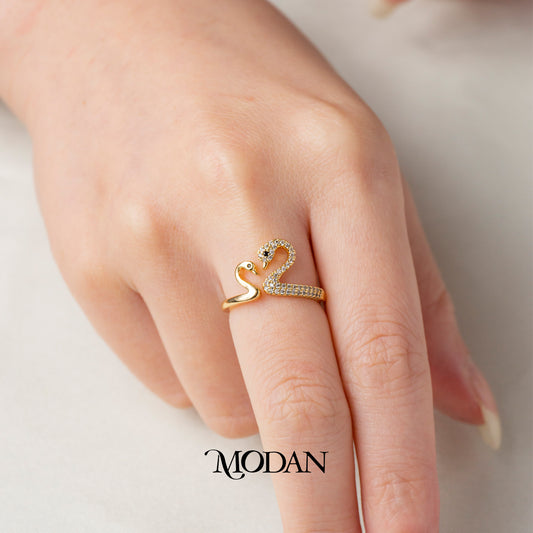 Double Swan Eternal Love Ring Cincin Angsa Hypoallergenic Gold Plated