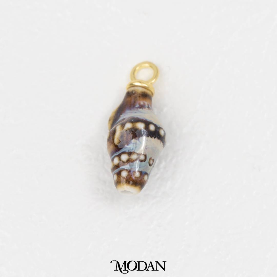 3D Colorful Spiral Seashell Ceramic DIY Pendant Liontin Keramik Kerang Laut Hypoallergenic Gold Filled