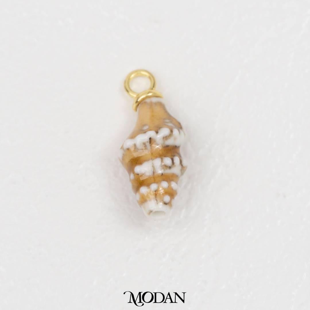 3D Colorful Spiral Seashell Ceramic DIY Pendant Liontin Keramik Kerang Laut Hypoallergenic Gold Filled