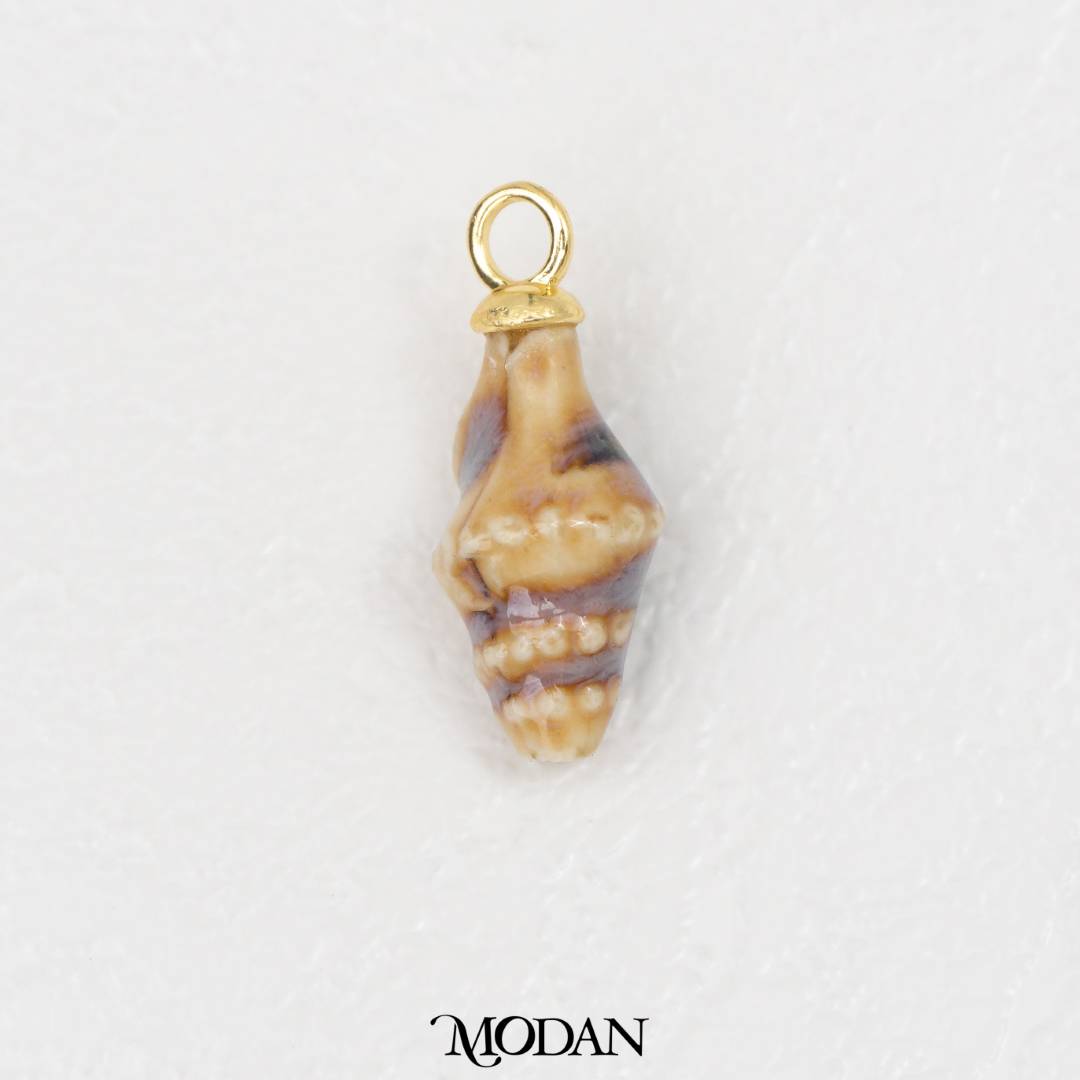 3D Colorful Spiral Seashell Ceramic DIY Pendant Liontin Keramik Kerang Laut Hypoallergenic Gold Filled