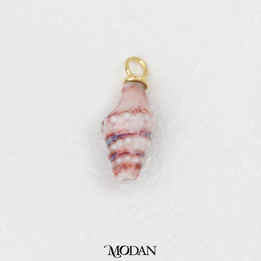 3D Colorful Spiral Seashell Ceramic DIY Pendant Liontin Keramik Kerang Laut Hypoallergenic Gold Filled