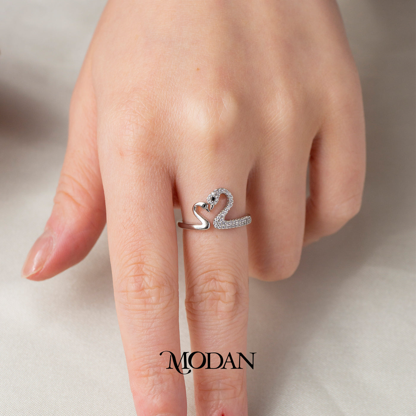 Double Swan Eternal Love Ring Cincin Angsa Hypoallergenic Gold Plated