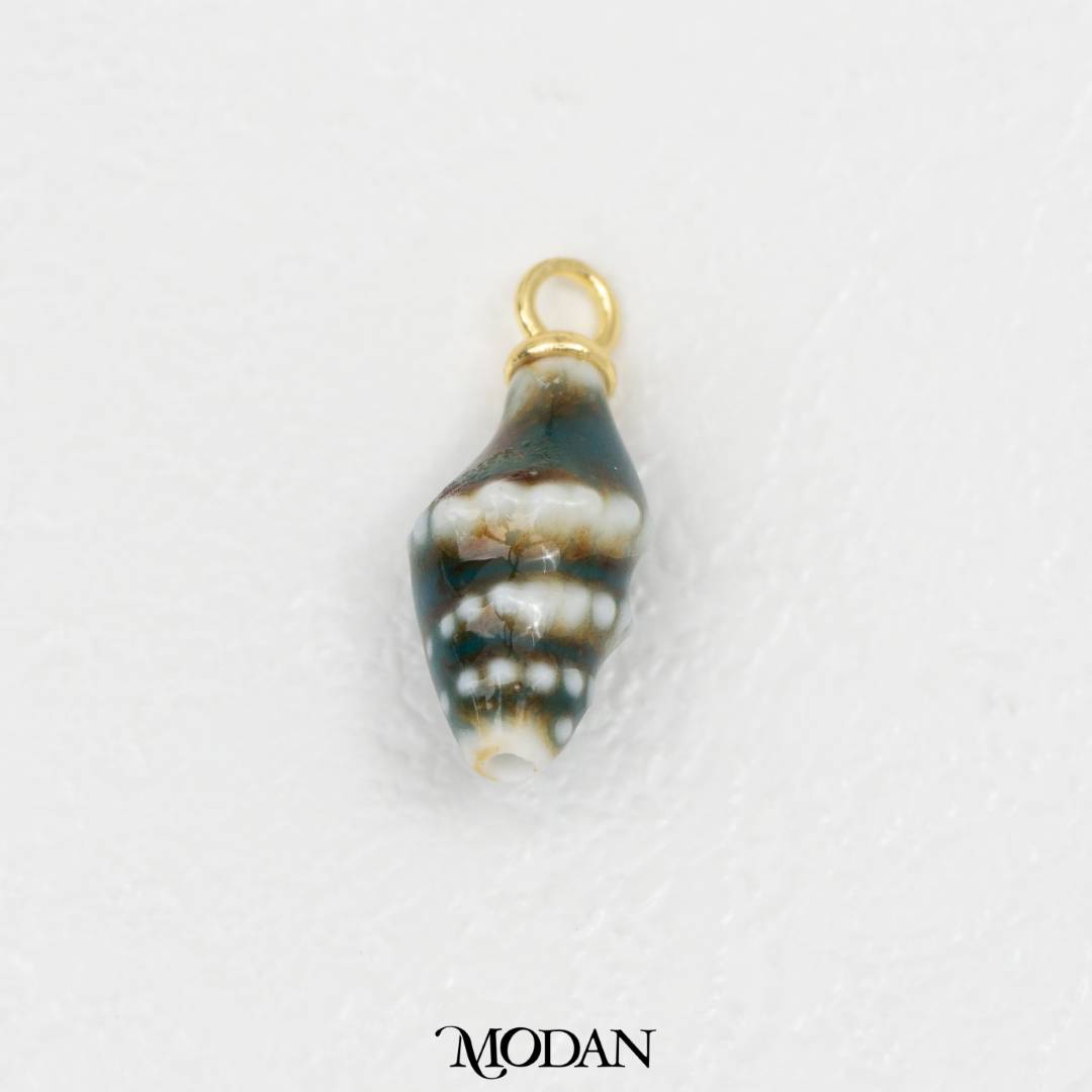 3D Colorful Spiral Seashell Ceramic DIY Pendant Liontin Keramik Kerang Laut Hypoallergenic Gold Filled