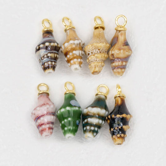3D Colorful Spiral Seashell Ceramic DIY Pendant Liontin Keramik Kerang Laut Hypoallergenic Gold Filled