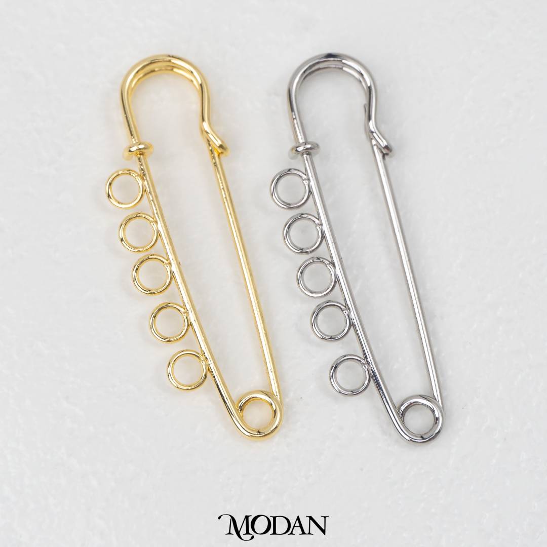 5 Round Safety Pin / Brooch For Bag Charm Findings DIY Pengait Peniti Gantungan Tas/Baju Hypoallergenic Gold Filled