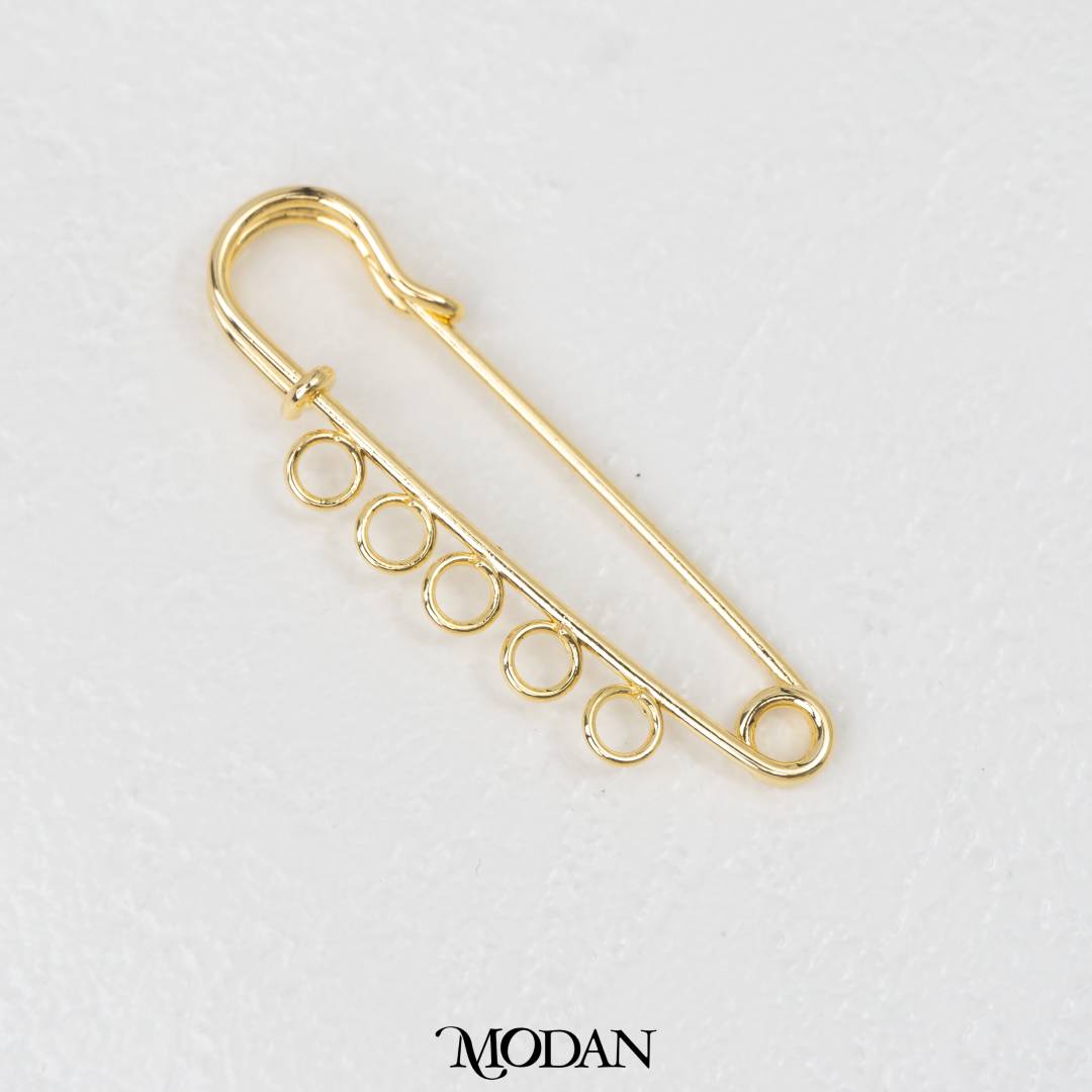 5 Round Safety Pin / Brooch For Bag Charm Findings DIY Pengait Peniti Gantungan Tas/Baju Hypoallergenic Gold Filled
