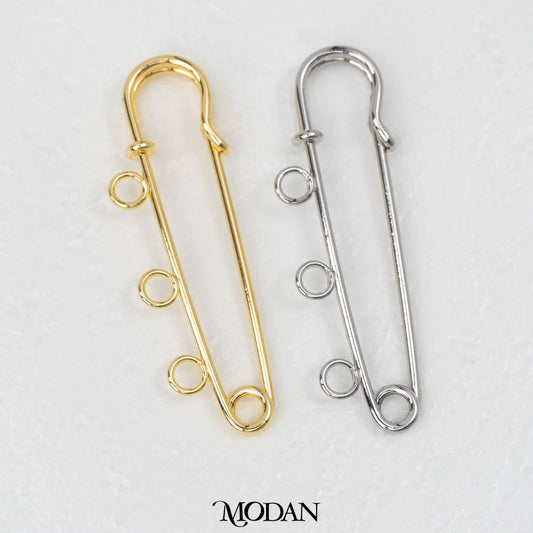 3 Round Safety Pin / Brooch For Bag Charm Findings DIY Pengait Peniti Gantungan Tas/Baju Hypoallergenic Gold Filled
