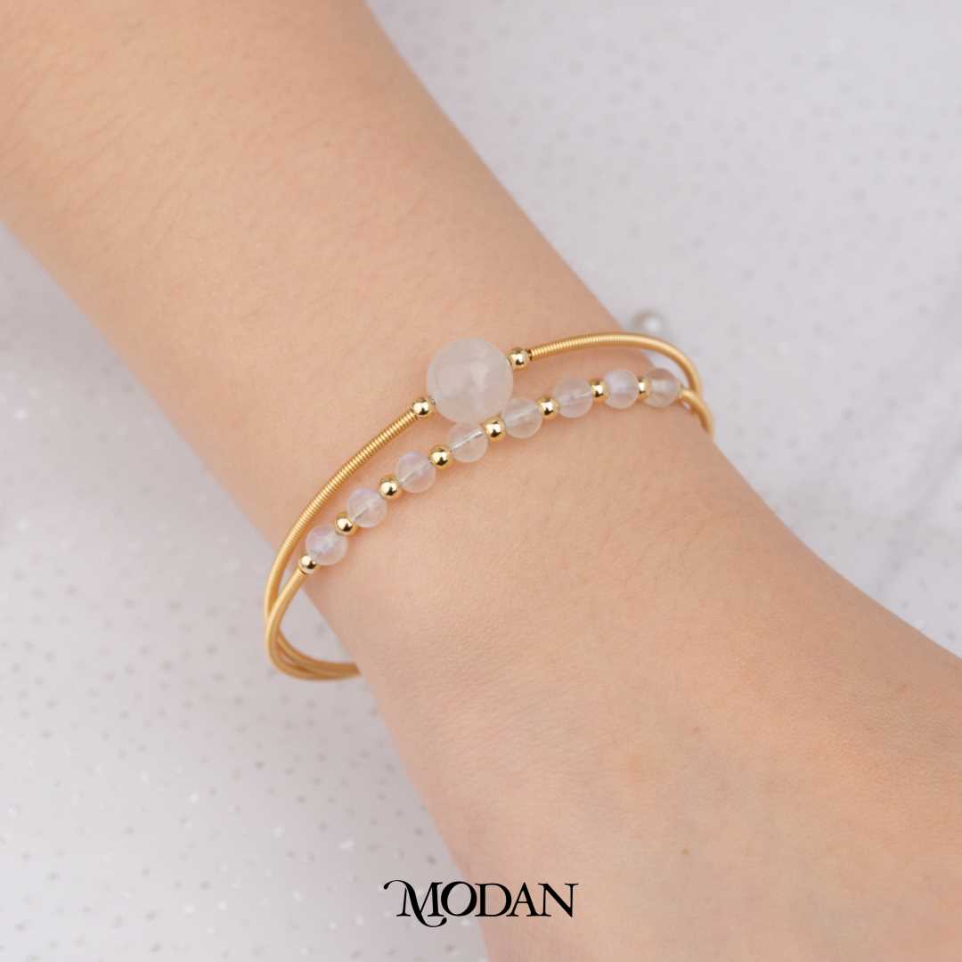 Crystal Beads Wrapped Bracelet Gelang Lilit Spiral Manik Kristal Hypoallergenic Gold Filled